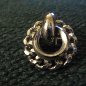 Vintage Round Silver-Tone Brooch